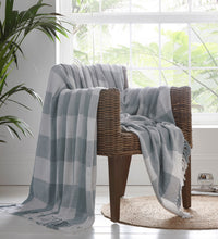 Load image into Gallery viewer, Epsom Grey Throw - Geometric Diamond White Check Blanket