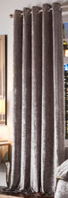 Load image into Gallery viewer, Esquire Silver - Eyelet Curtain Pair Shimmer Velvet Grey