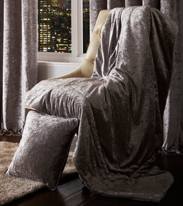 Esquire Silver Throw 130cm x 170cm - Plain Grey Crushed Velvet Blanket