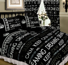 Load image into Gallery viewer, Keep Calm Black - 66x72" Curtains Carry On White Black Crown