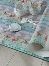 Load image into Gallery viewer, PVC Love Bouquet - Wipe Clean Table Cloth Stripe Planks Floral Hearts Duckegg Blue Grey