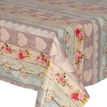 Load image into Gallery viewer, PVC Love Bouquet - Wipe Clean Table Cloth Stripe Planks Floral Hearts Duckegg Blue Grey