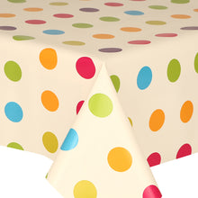 Load image into Gallery viewer, PVC Polka Multi - Wipe Clean Table Cloth Circle Spots Pink Purple Green Blue