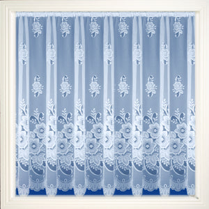 Cassie White - Net Curtains Traditional Floral Lace Scallop Edge