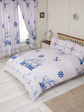 Load image into Gallery viewer, Nautical Blue - Duvet Cover Set Anchor Ship Wheel Compass
