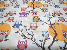 Load image into Gallery viewer, PVC Twoo Owls - Wipe Clean Table Cloth Sunset Hoot Tree Branch