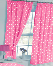 Load image into Gallery viewer, Polka Dot Pink - Curtain Pair White Spots