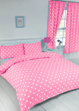Load image into Gallery viewer, Polka Dot Pink - Curtain Pair White Spots