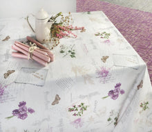 Load image into Gallery viewer, PVC Postcards - Wipe Clean Table Cloth Vintage Shabby Chic Grey Purple