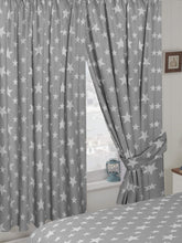 Load image into Gallery viewer, Stars Grey White - Curtain Pair