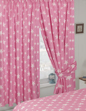 Load image into Gallery viewer, Stars Pink White - Curtain Pair