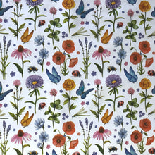 Load image into Gallery viewer, PVC Spring Floral - Wipe Clean Table Cloth Wild Flowers Red Poppies Butterfly Bees Ladybirds Wildlife