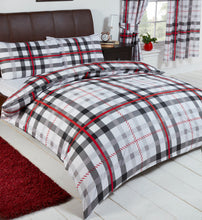 Load image into Gallery viewer, Stanford Black - Duvet Cover Set Chevron Check Grey Red
