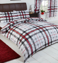 Load image into Gallery viewer, Stanford Black - Duvet Cover Set Chevron Check Grey Red
