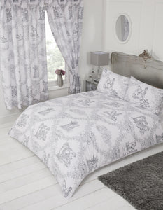 Toile De Jouy Grey - Duvet Cover Set French Countryside Floral