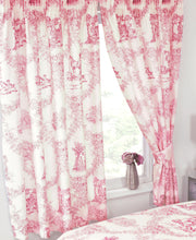 Load image into Gallery viewer, Toile De Jouy Red - 66x72" Curtains French Countryside Floral