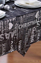 Load image into Gallery viewer, Xmas Words Black Silver - Christmas Table Cloth Range Metallic Text