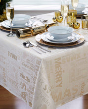 Load image into Gallery viewer, Xmas Words Cream Gold - Christmas Table Cloth Range Metallic Text