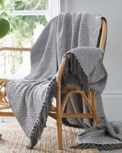 Load image into Gallery viewer, Ascot Charcoal Throw 130cm x 170cm - Geometric Diamond White Grey Weave