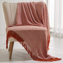 Load image into Gallery viewer, Ascot Terracotta Throw 130cm x 170cm - Geometric Diamond White Orange Weave