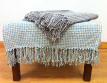 Load image into Gallery viewer, Basket Weave Blue Throw 130cm x 180cm - Duckegg Tasselled
