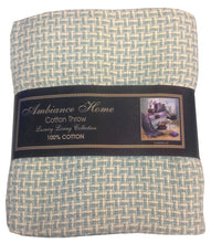 Load image into Gallery viewer, Basket Weave Blue Throw 130cm x 180cm - Duckegg Tasselled