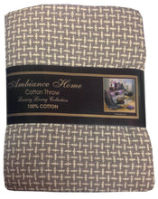Load image into Gallery viewer, Basket Weave Grey Throw 130cm x 180cm - Taupe Tasselled