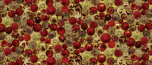 Load image into Gallery viewer, PVC Baubles Red - Wipe Clean Table Cloth Festive Decoration Crimson Gold