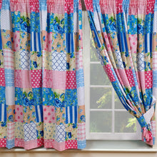Load image into Gallery viewer, Patchwork Blue - Curtain Pair Geometric Pink Beige White