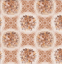 Load image into Gallery viewer, PVC Bouquet Natural - Wipe Clean Table Cloth Beige Brown Latte Floral Leaf Scroll Patchwork