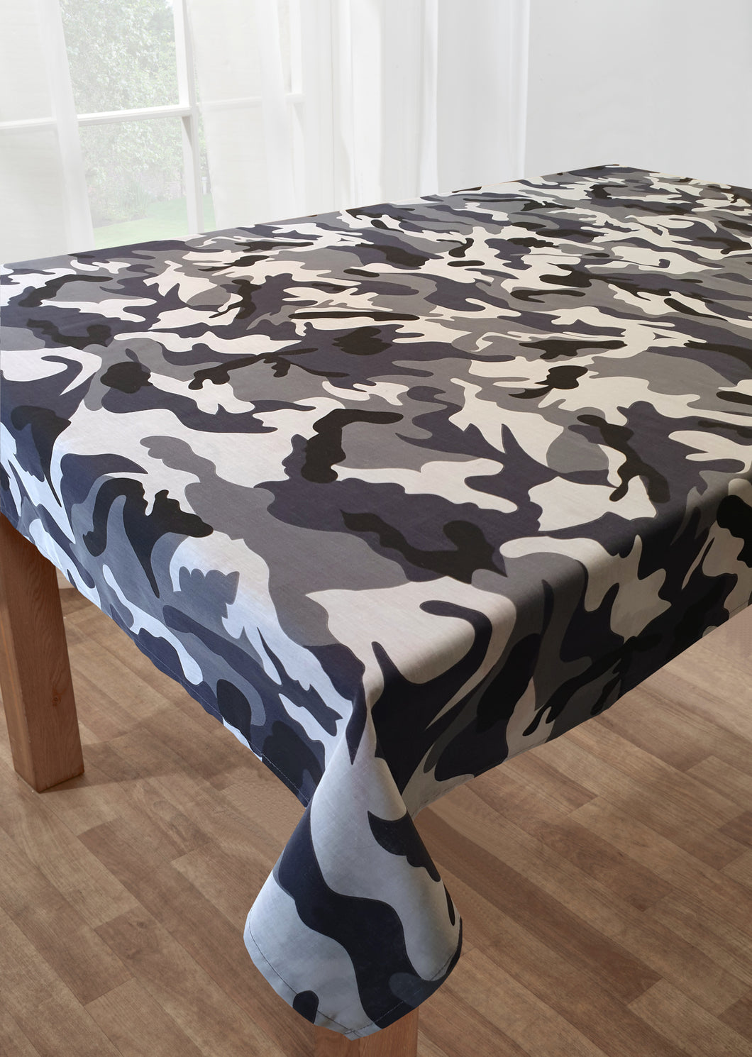 Camo Black - Table Cloth Range Army Camouflage Grey Charcoal