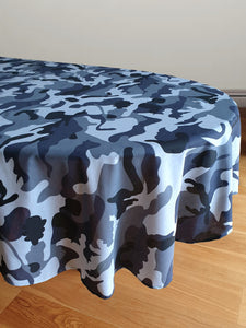 Camo Black - Table Cloth Range Army Camouflage Grey Charcoal