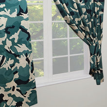 Load image into Gallery viewer, Camo Green - Curtain Pair Army Camouflage Khaki Beige Black