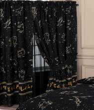 Load image into Gallery viewer, Celestial - Curtain Pair Astronomy Constellations Horoscope Star Signs Black Yellow White