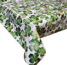 Load image into Gallery viewer, PVC Clover - Wipe Clean Table Cloth Dots Irish Luck Ladybird Green Red