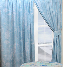 Load image into Gallery viewer, Coastal - Curtain Pair Sea Shells Beach Nautical Compass Blue White