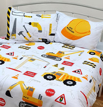 Load image into Gallery viewer, Construction - Duvet Cover Set Diggers Road Works Tools