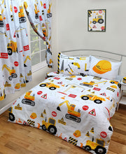 Load image into Gallery viewer, Construction - Duvet Cover Set Diggers Road Works Tools