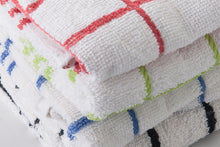 Load image into Gallery viewer, Fancy Stripe Tea Towels Black - 3 Pack Terry Check White