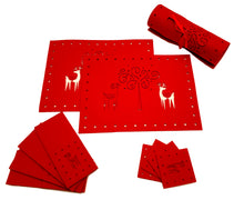 Load image into Gallery viewer, Deer Red Felt - Christmas Table Range, Cutlery Set, Runner, Coasters, Placemats