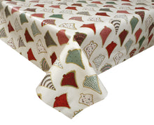 Load image into Gallery viewer, PVC Festive Trees Red - Wipe Clean Table Cloth Xmas Stars Green Gold