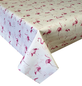 PVC Flamingo Pink - Wipe Clean Table Cloth Tall Birds Silhouettes