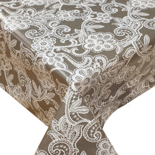 Load image into Gallery viewer, PVC Fleur Lace Slate - Wipe Clean Table Cloth Printed Floral Net Charcoal Grey
