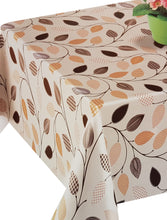 Load image into Gallery viewer, PVC Funky Leaf Natural - Wipe Clean Table Cloth Brown Grey Latte Vine Leaves Polka Gingham Check Squares