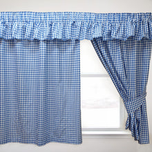Load image into Gallery viewer, Gingham Check Bluebell - Curtain Pair Or Pelmets Country Cottage Cotton Blue White