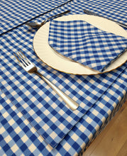 Load image into Gallery viewer, Gingham Check Bluebell - Table Cloth Range Country Cottage Cotton Blue White