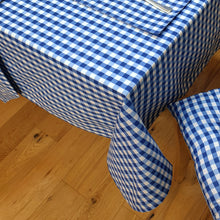 Load image into Gallery viewer, Gingham Check Bluebell - Table Cloth Range Country Cottage Cotton Blue White