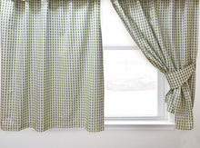 Load image into Gallery viewer, Gingham Check Sage - Curtain Pair Or Pelmets Country Cottage Cotton Green White