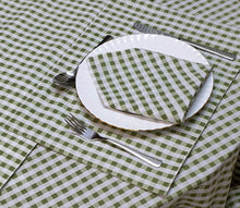 Load image into Gallery viewer, Gingham Check Sage - Table Cloth Range Country Cottage Cotton Green White