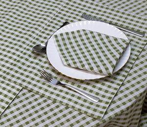 Gingham Check Sage - Table Cloth Range Country Cottage Cotton Green White